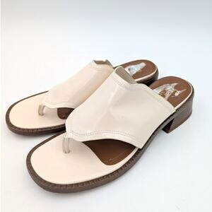 Franco Sarto Simona Stacked Heel Sandals Slip-On Vainilla Size US8M EU38.5